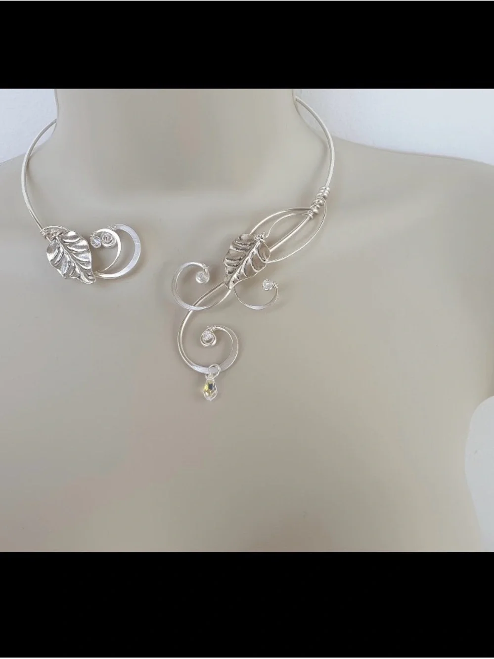NIB 925 Silver Plaited Leaf Open Necklace/bridal Choker- Elven Necklace Unworn - Picture 4 of 5